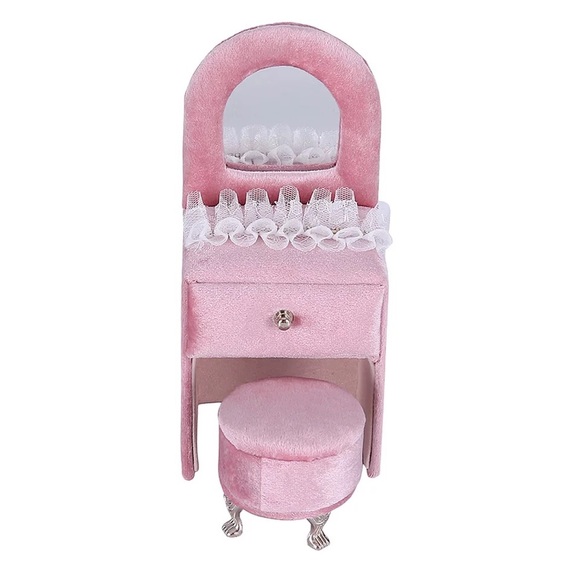 Jewelry box dresser ring necklace storage pink cute mini home decor organizer - Picture 3 of 3
